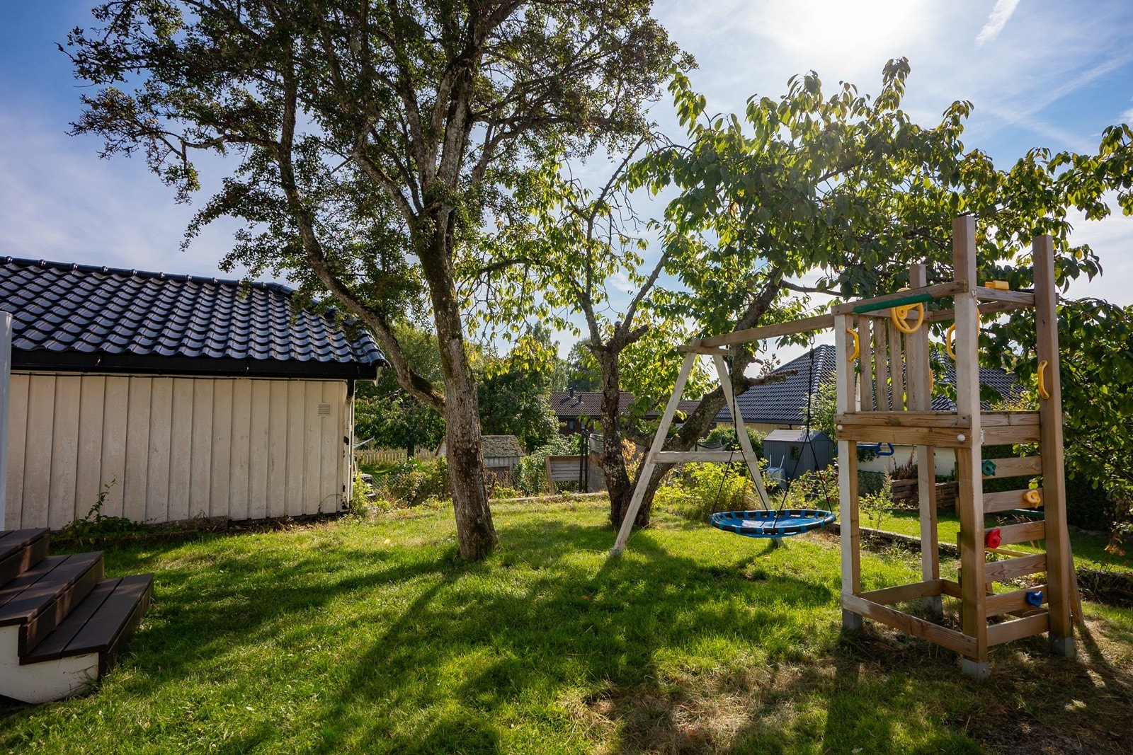 Det grønne arealet er felles i sameiet, men sameierne har bruksrett til hver sin naturlige del. Galleribilde