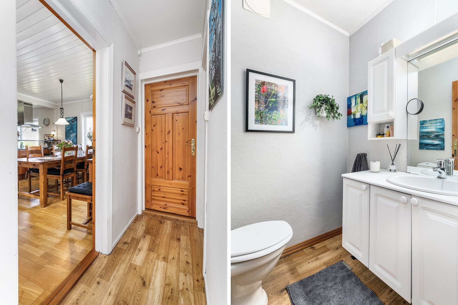 Rundt entreen finnes både et gjestetoalett og en bod benyttet som vaskerom. Galleribilde