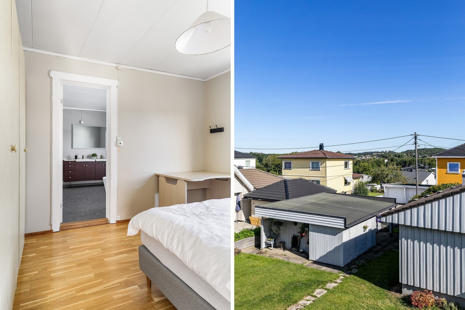 Badet er tilgjengelig rett fra hovedsoverommet og fra gangen mellom barnerommene. Galleribilde