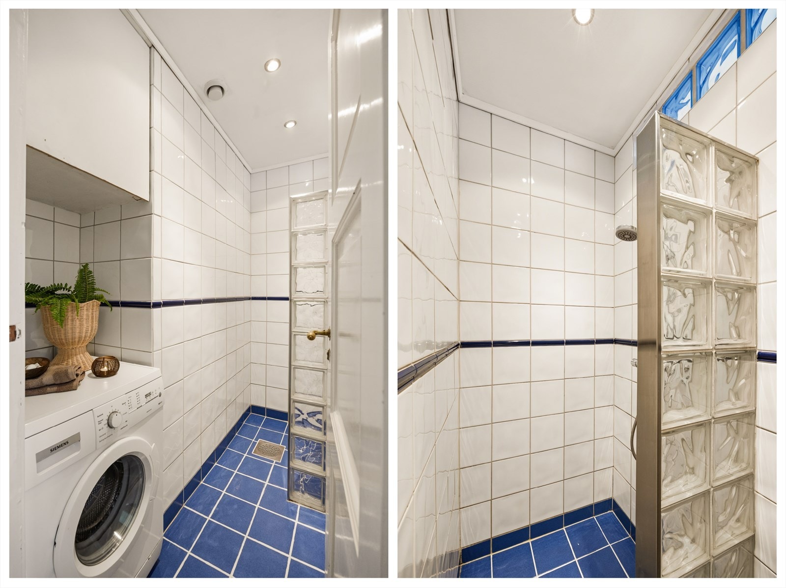 Badet er helfliset og innredet med dusjnisje, servant og toalett. Galleribilde