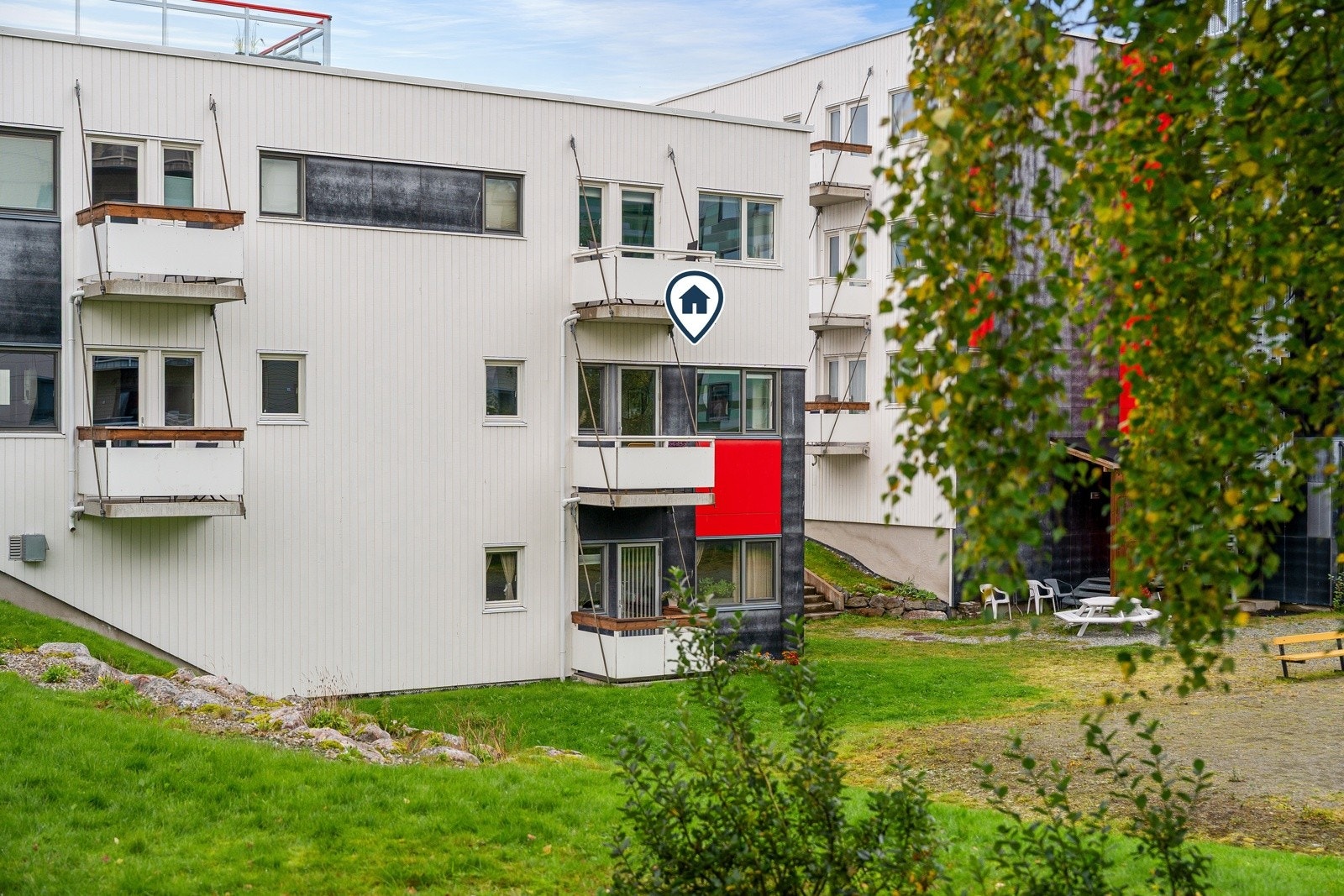 Leiligheten er på 47 kvm og ligger i første etasje.