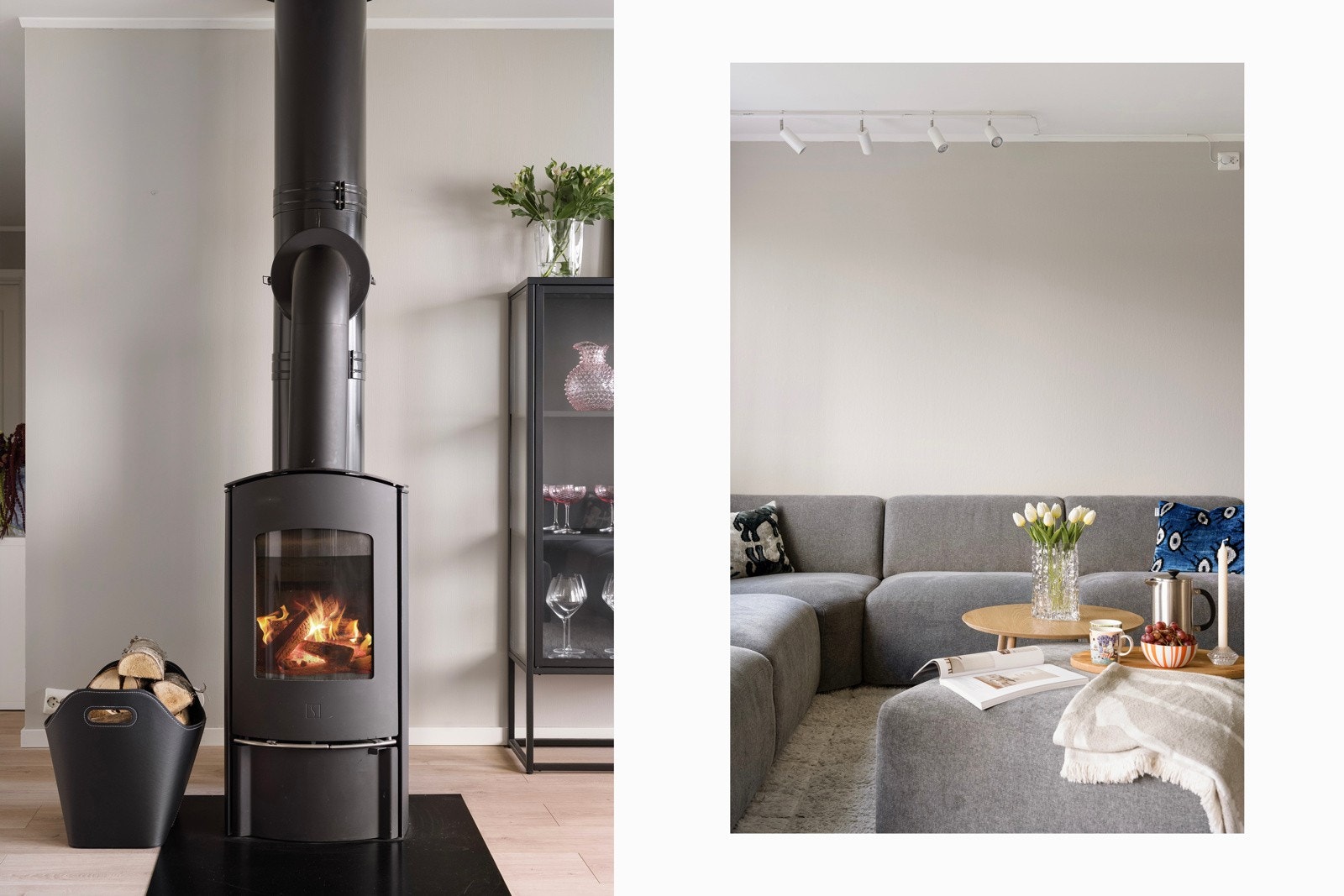 Vedfyringen sikrer en behagelig atmosfære samt reduserte energikostnader.
