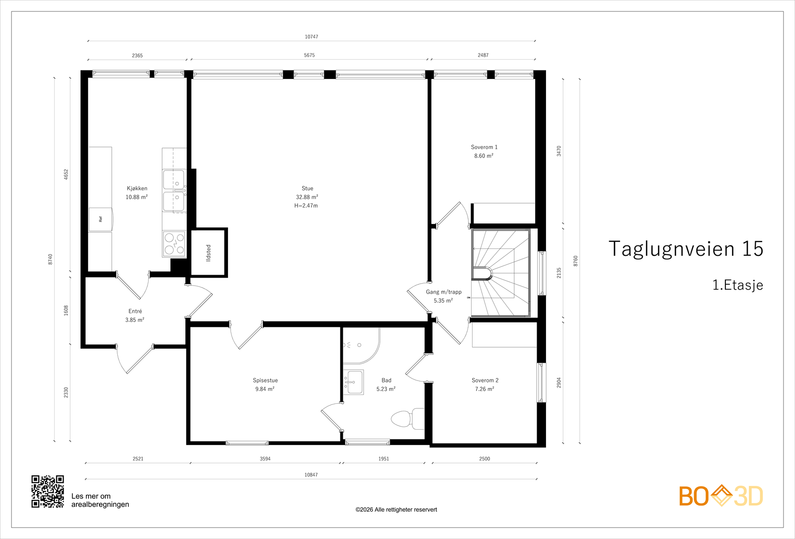 Taglugnveien 15- planskisse 1. etasje Galleribilde