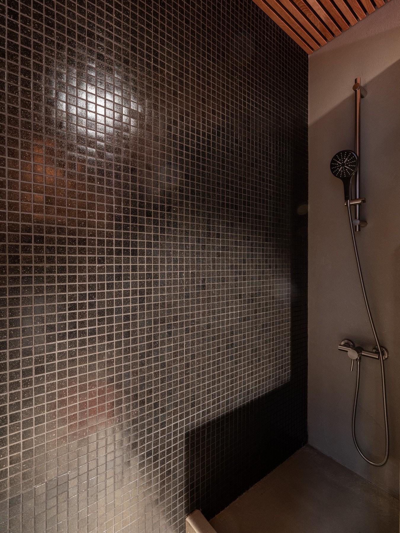 Badet har en dusjnisje med oppbevaringsplass for såpeartikler. Galleribilde