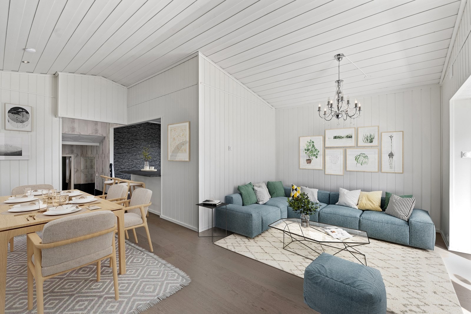 Den åpne løsningen gir fine muligheter for å skape flere hyggelige soner. Galleribilde