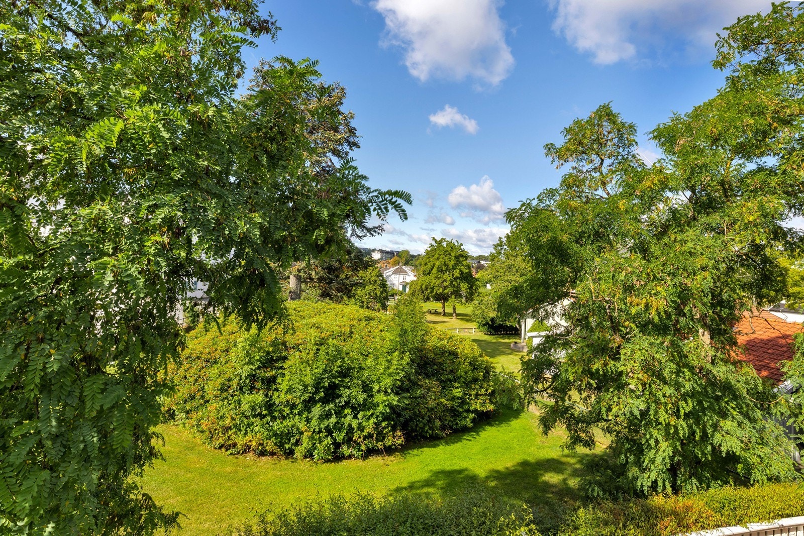 Ligger like ved/ grenser til gamle fagskolen som har en stor, park foran bygget til allmennhetens benyttelse. Galleribilde