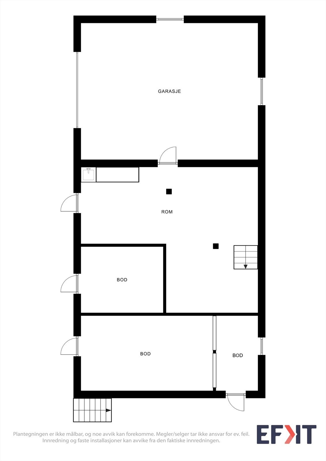 Låven på 196 m² er fordelt over tre plan med garasjer, boder og lagerrom. Galleribilde