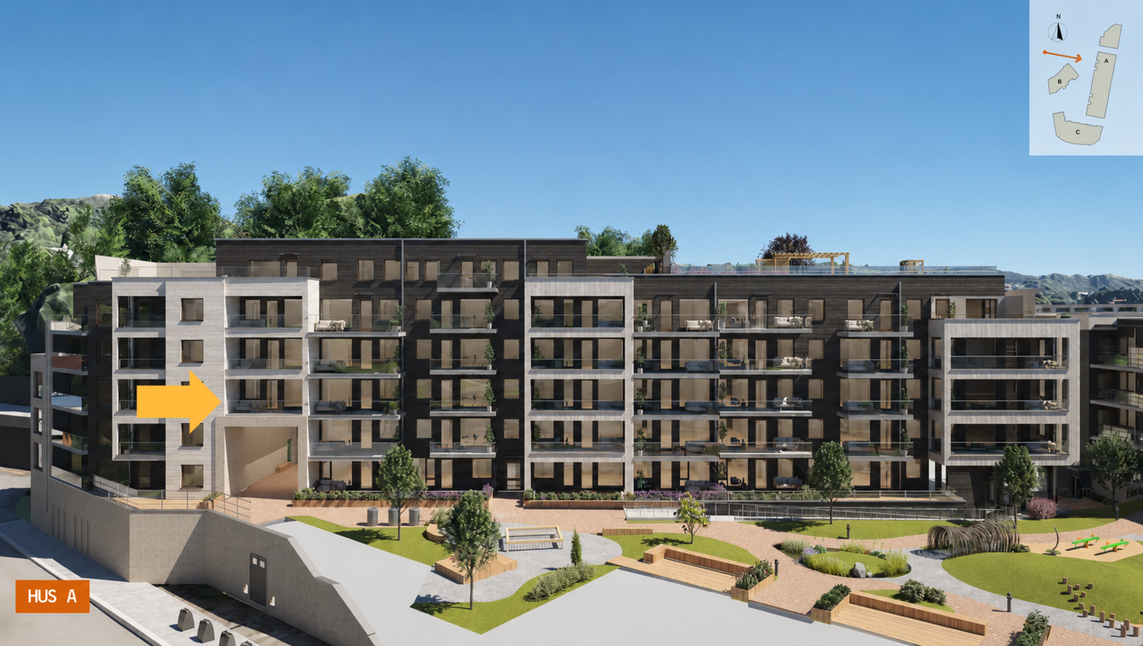 Leilighet A303 - gjennomtenkt planløsning med to soverom og vestvendt balkong.(illustrasjonsbilde og avvik kan forekomme) Galleribilde
