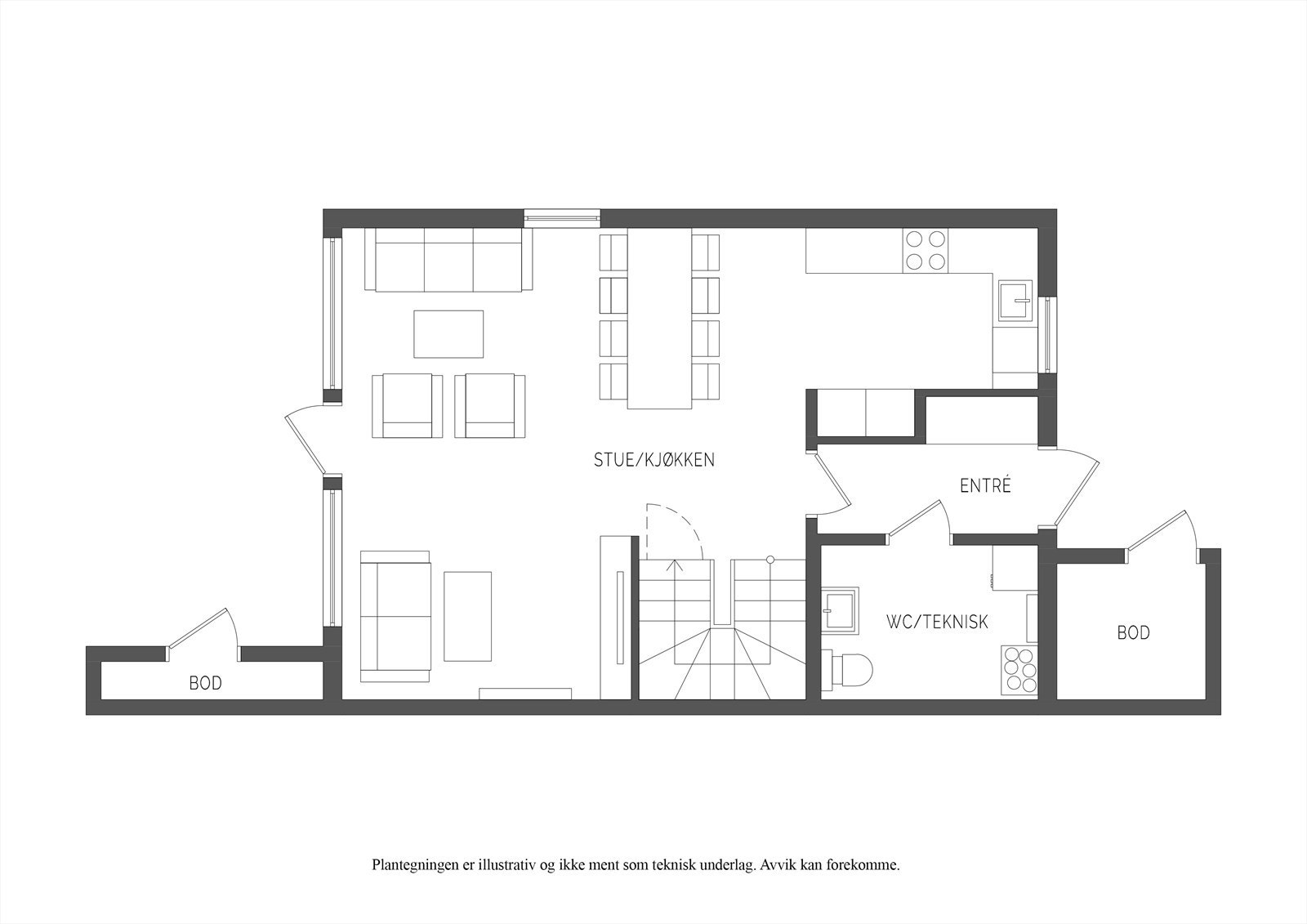 Plantegning 1. etasje Galleribilde