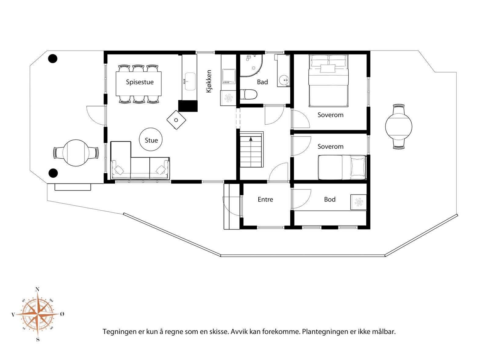 Planløsning 1. etg i hovedhytta Galleribilde