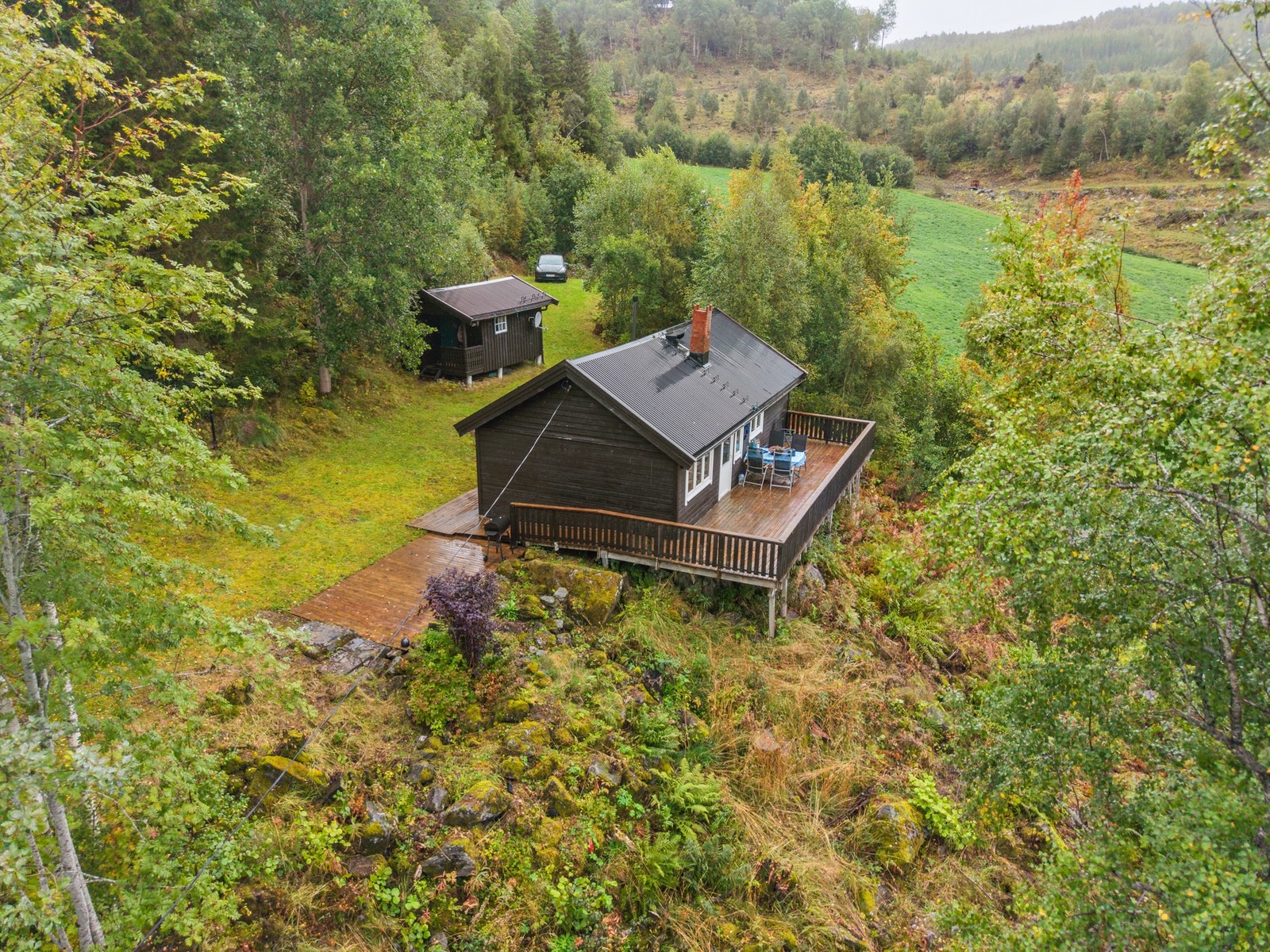 Biladkomst helt fram til hytta. Galleribilde