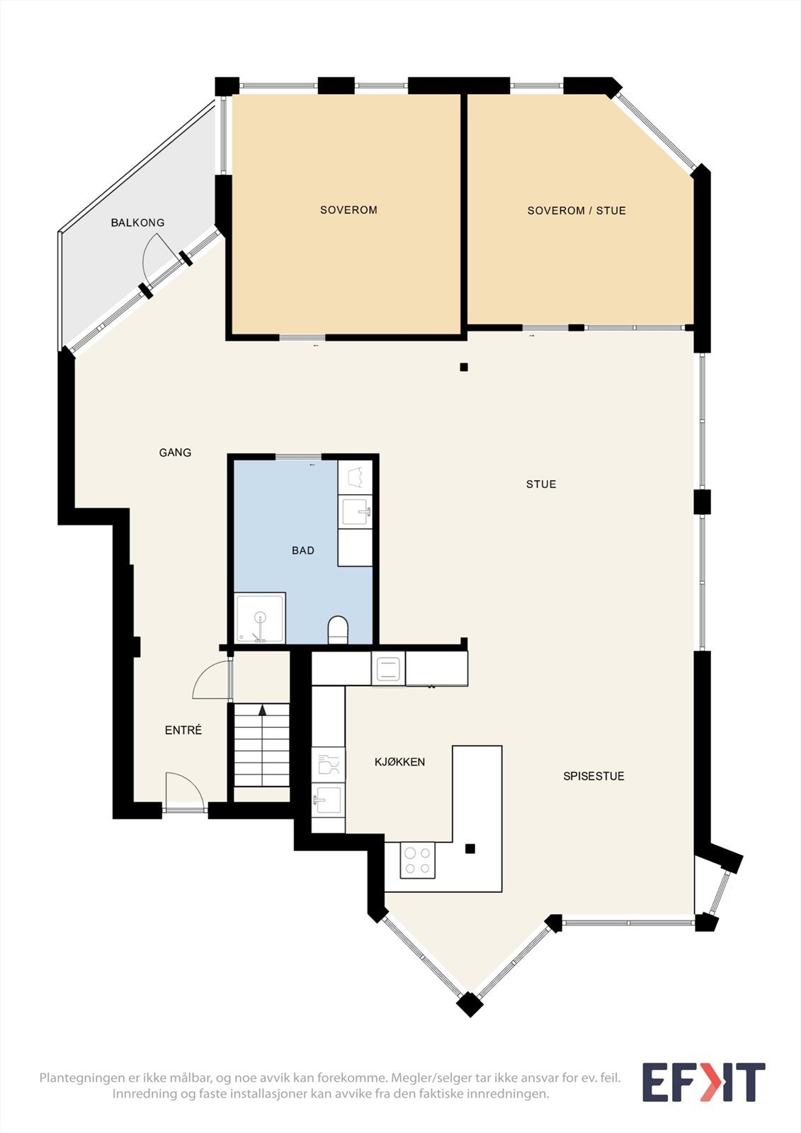 Hovedetasjen samler de primære oppholdsrommene på ett plan og har direkte utgang til veranda på 6 m2. Galleribilde
