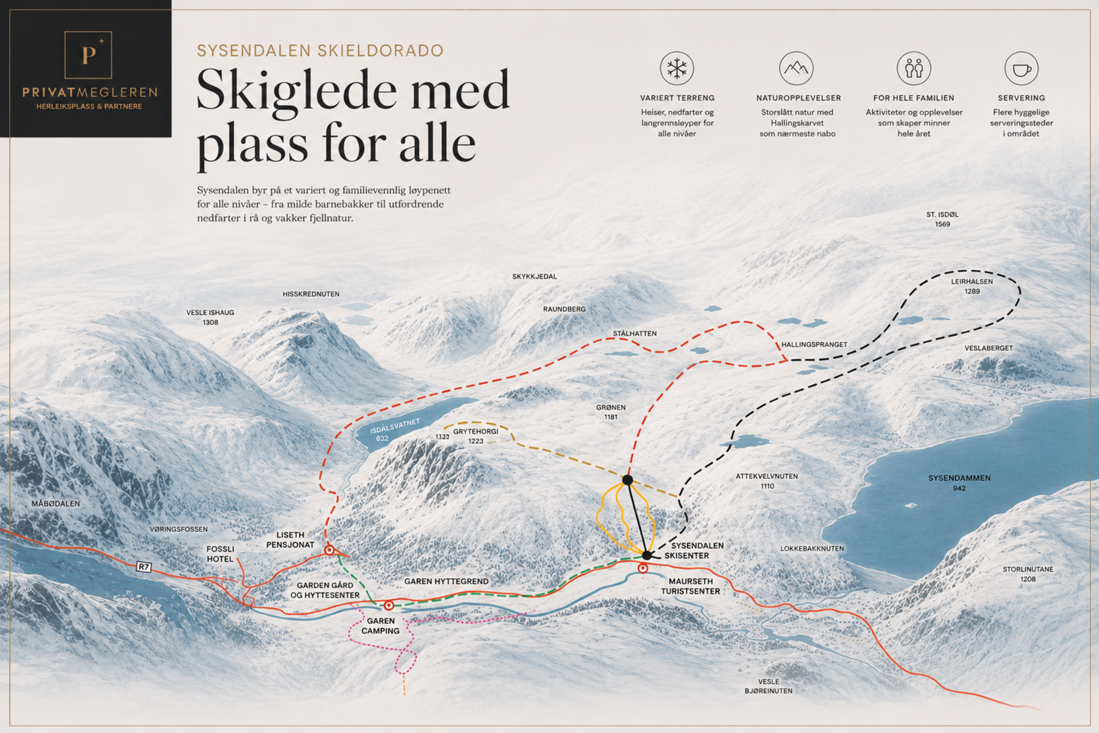 Løypekart over Sysendalen - skisenter for store og små Galleribilde