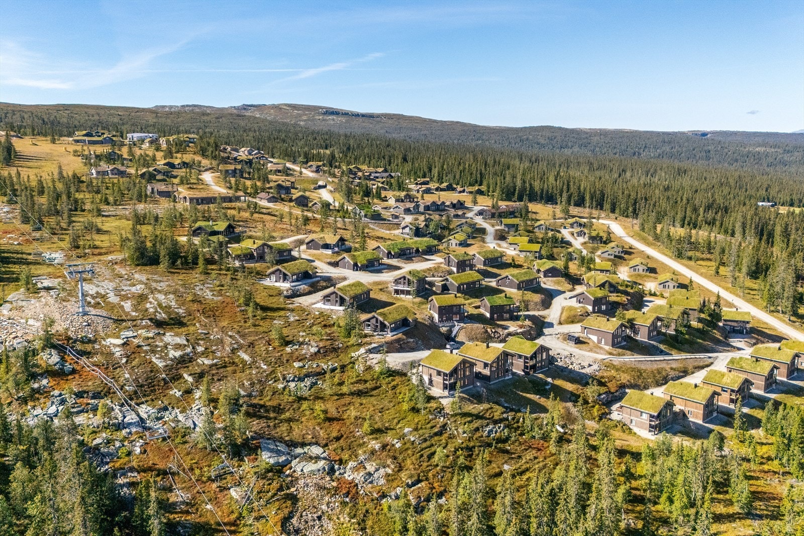 Hyttebebyggelsen ligger i direkte tilknytning til skitraseene. Galleribilde