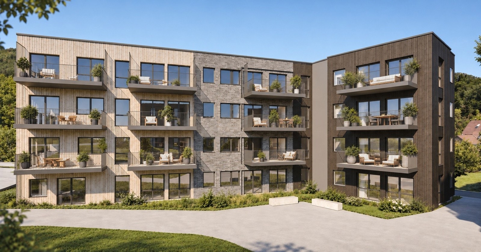 Leiligheten ligger i 2.etasje på høyre side. Galleribilde