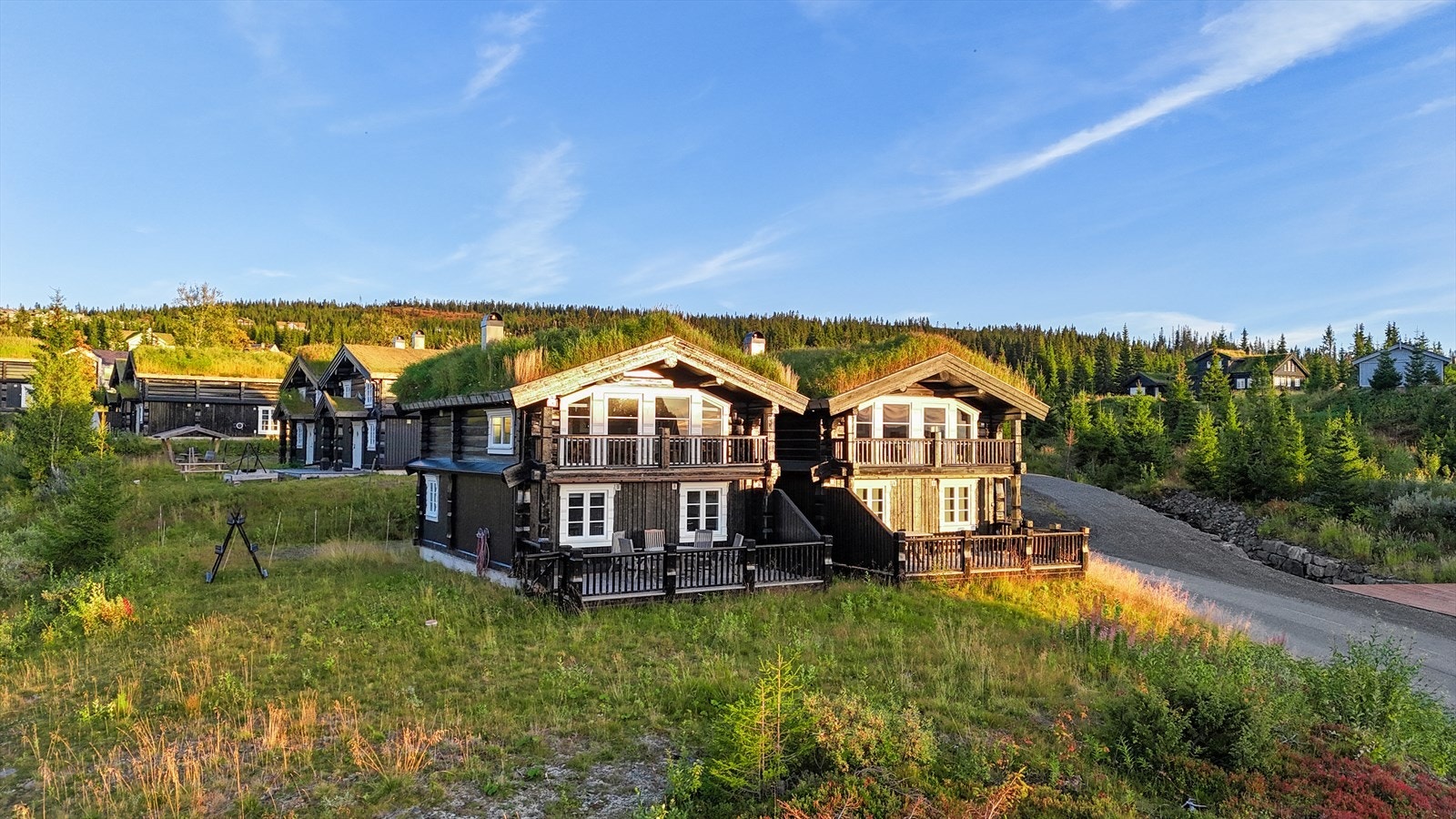 Hyttas plassering på tomten sikrer usjenert beliggenhet og flott utsikt over fjellet. Galleribilde