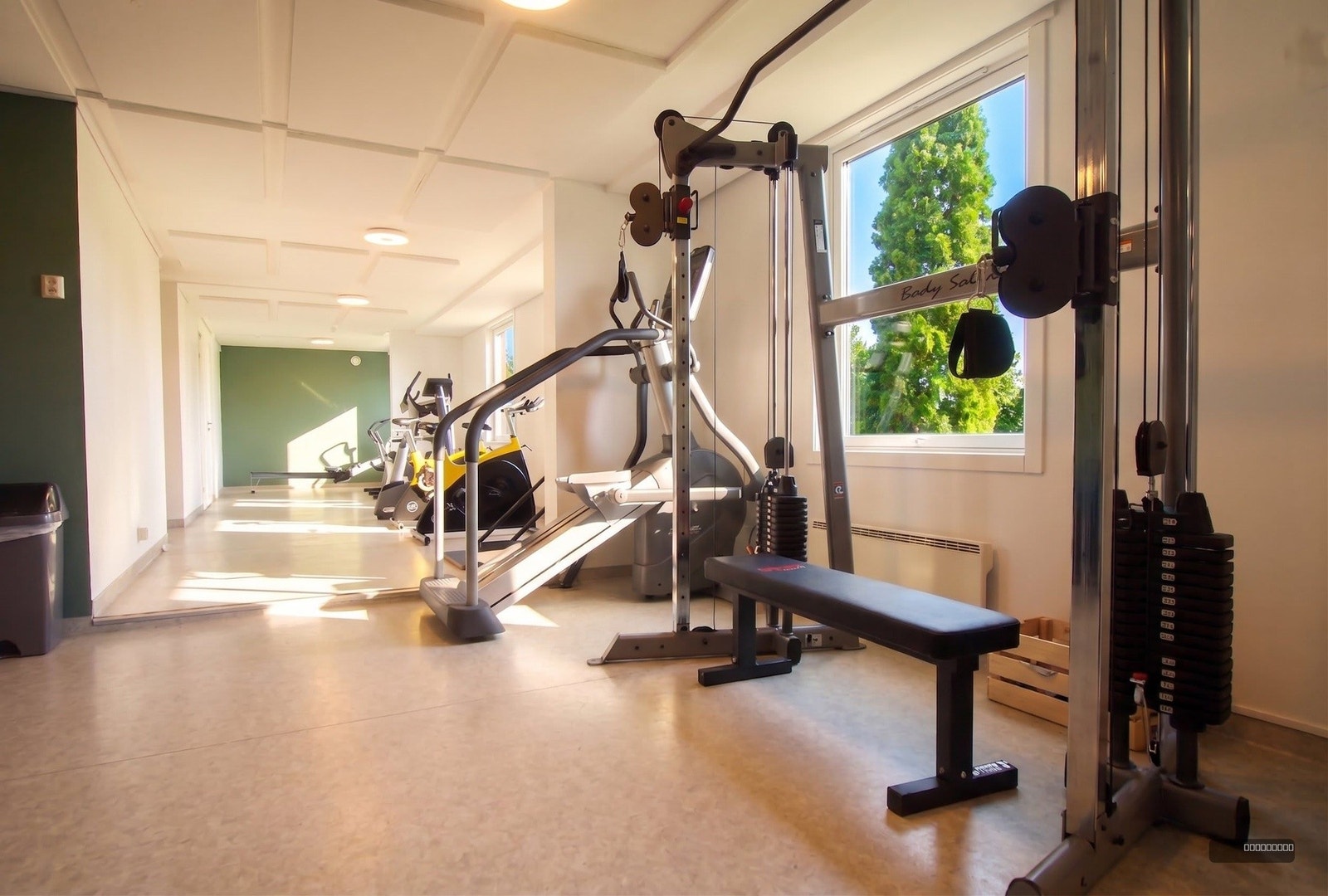 Felles treningsrom i borettslaget (pusset opp i 2026) med masse apparater og frivekter. Liten symbolsk sum i året. Galleribilde