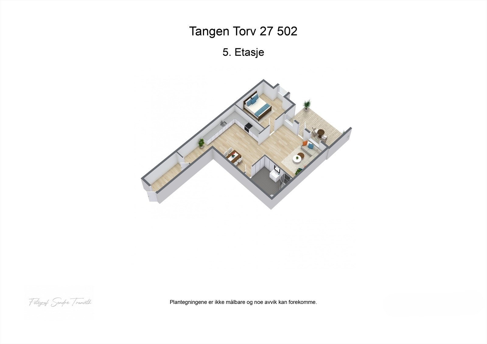 Planløsning - Vindfang, åpen løsning mellom stue og kjøkken, bad, soverom og overbygd balkong. I tillegg medfølger bod i kjeller. Galleribilde