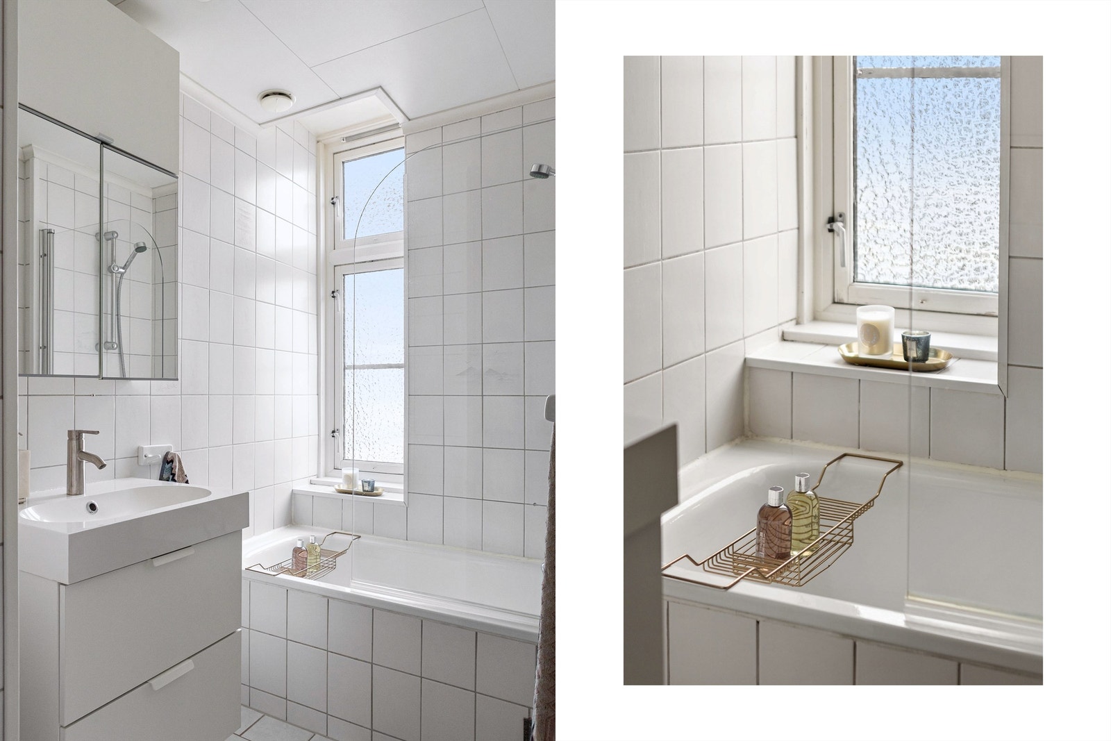 Naturlig dagslys fra vinduet og elektrisk gulvvarme gir en lys og behagelig ramme på badet. Galleribilde