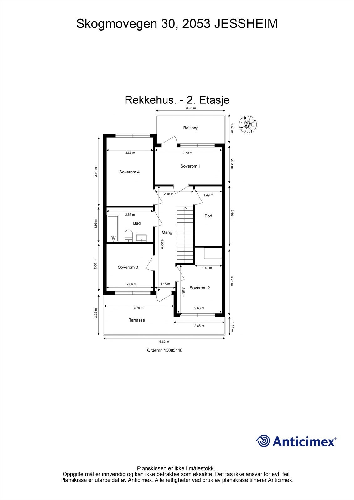 2. etasje inneholder 4 soverom, bad og bod. Utgang til to balkonger Galleribilde