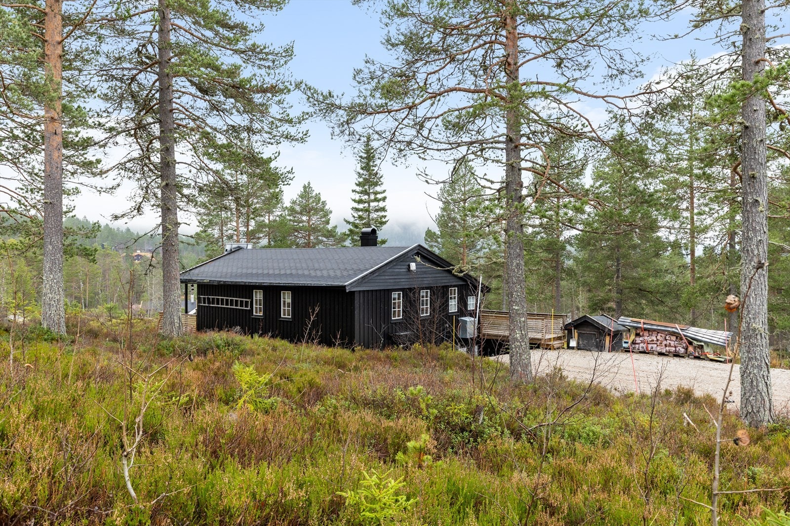 Hytta ligger fint til langs Nesvatn i naturskjønne omgivelser Galleribilde