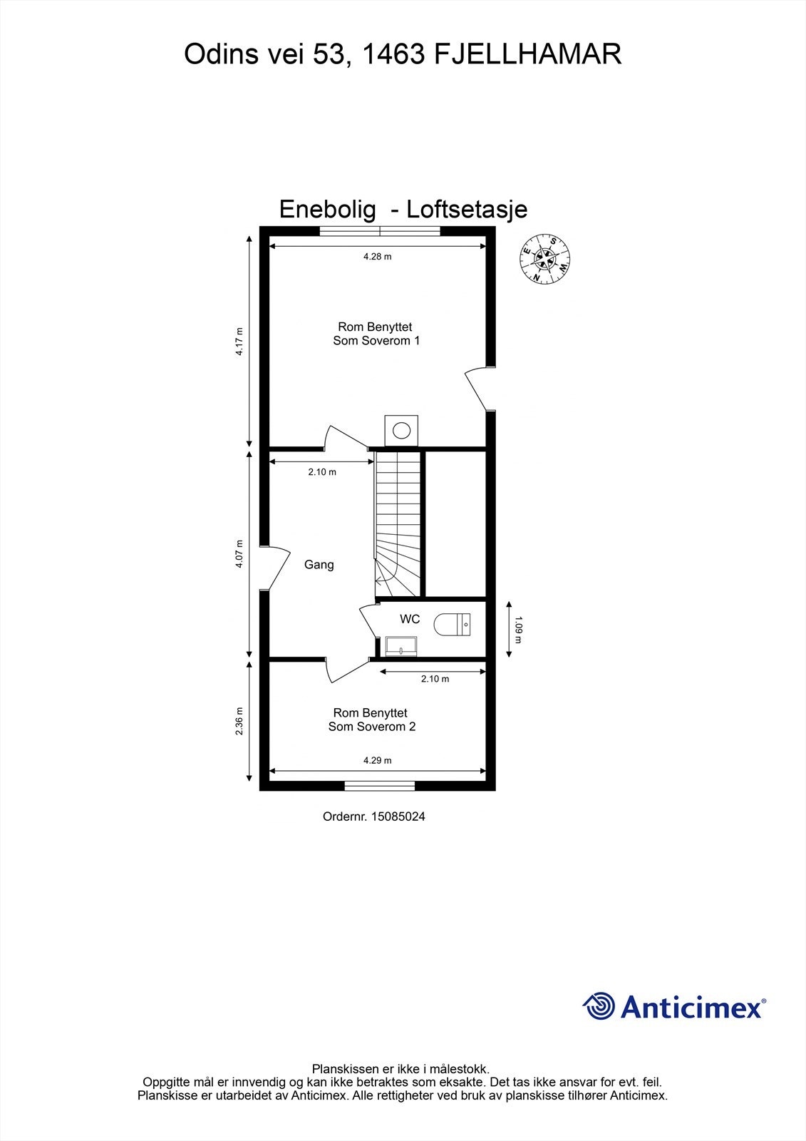 Plantegning loftsetasje. Galleribilde