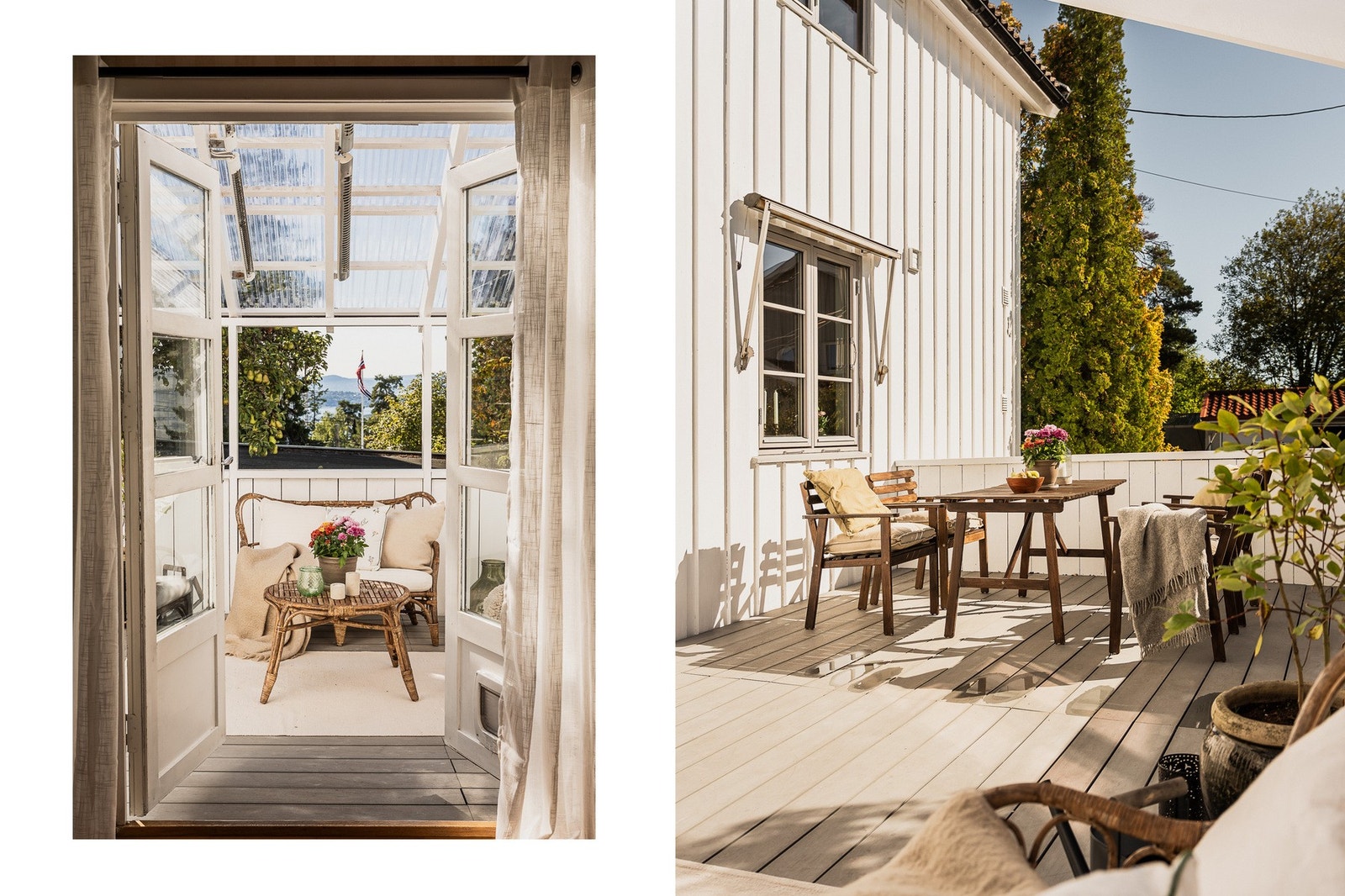 Terrassen ligger i direkte tilknytning til stuen og fungerer som et naturlig uteområde. Galleribilde