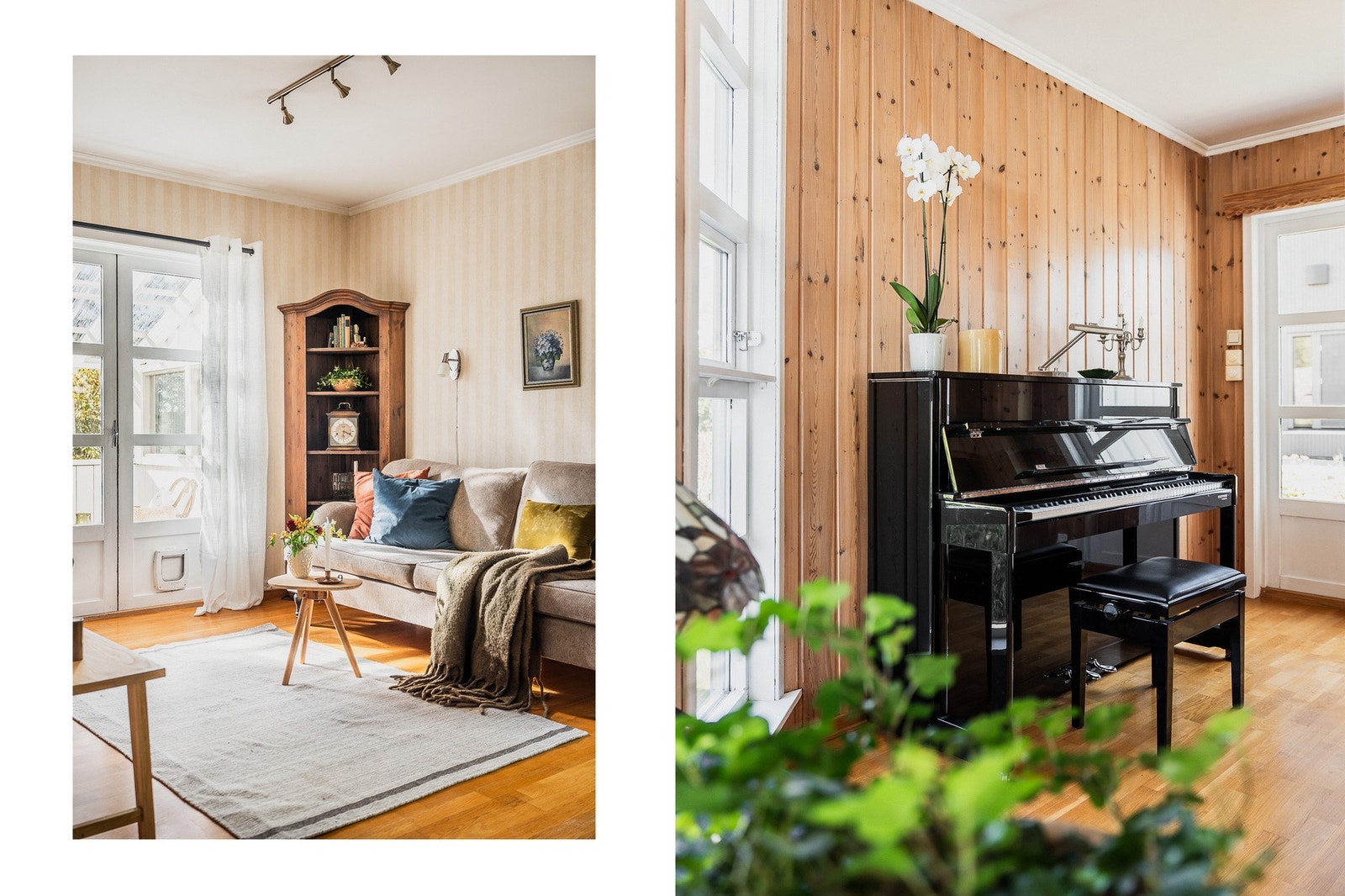 Her får du et rom som kombinerer varme materialer og god romfølelse på en fin måte. Galleribilde