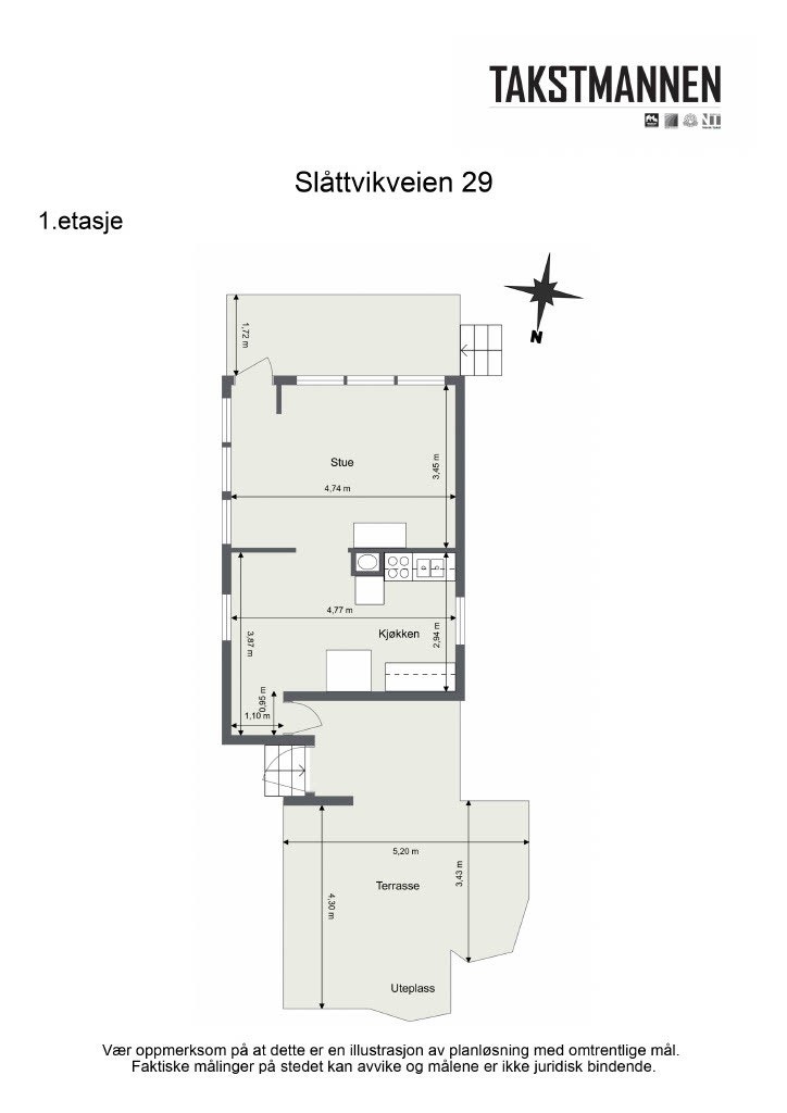 Hytta har en praktisk planløsning med stue og kombinert kjøkken/entré. Galleribilde
