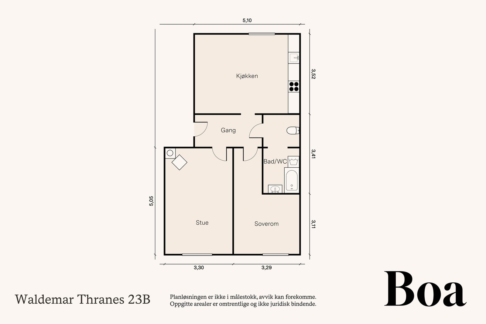 2.etasje: Entré, kjøkken, stue, soverom og bad/wc. Galleribilde