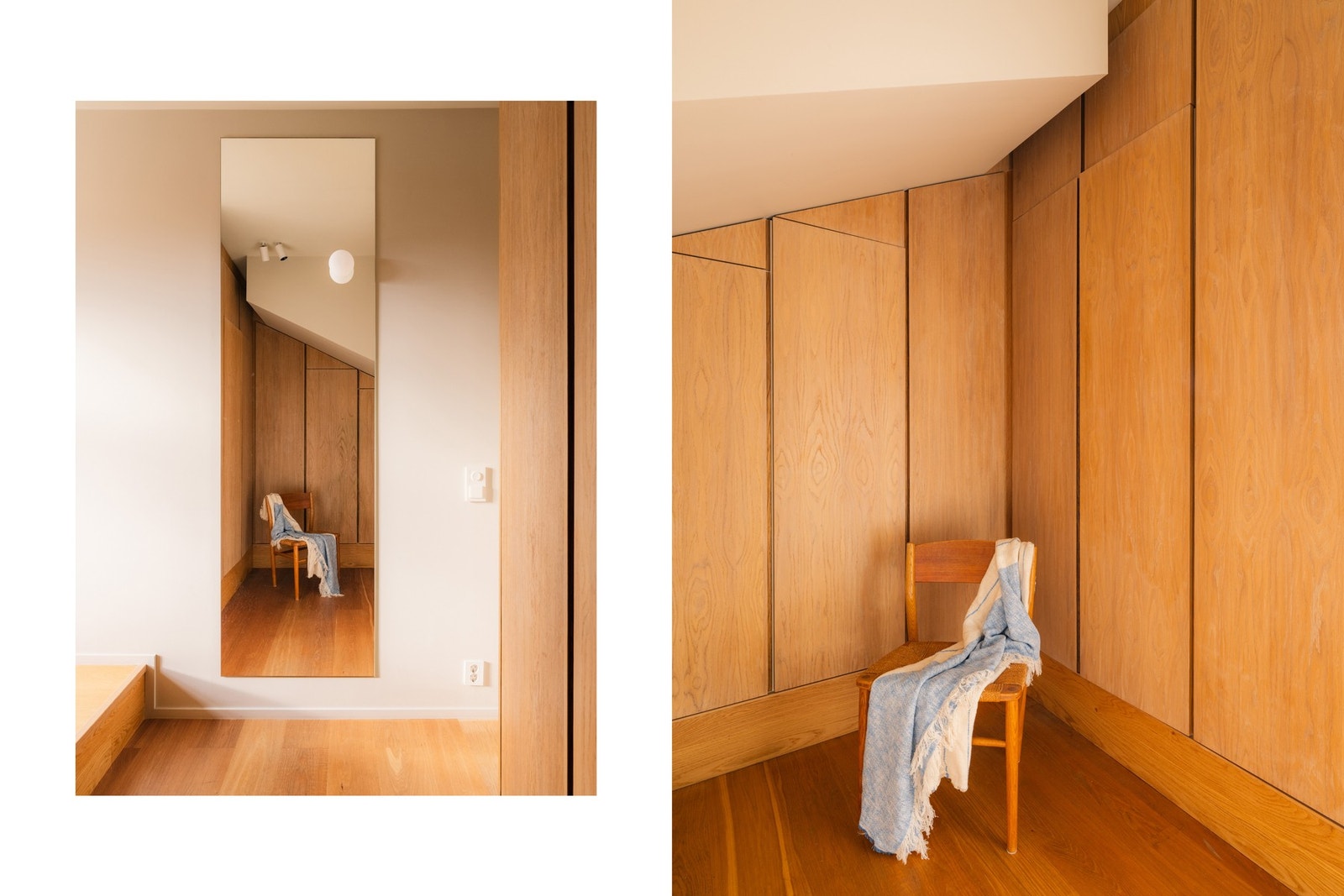 Walk-in garderobe tilknyttet hovedsoverommet: Rikelig med oppbevaringsplass i plassbygget garderobeskap med trefinerte fronter. Galleribilde