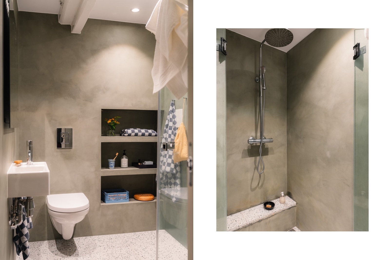 Badet på i 4. etasje ble bygget nytt i 2018 med fliser, varmekabler og regndusj. Galleribilde