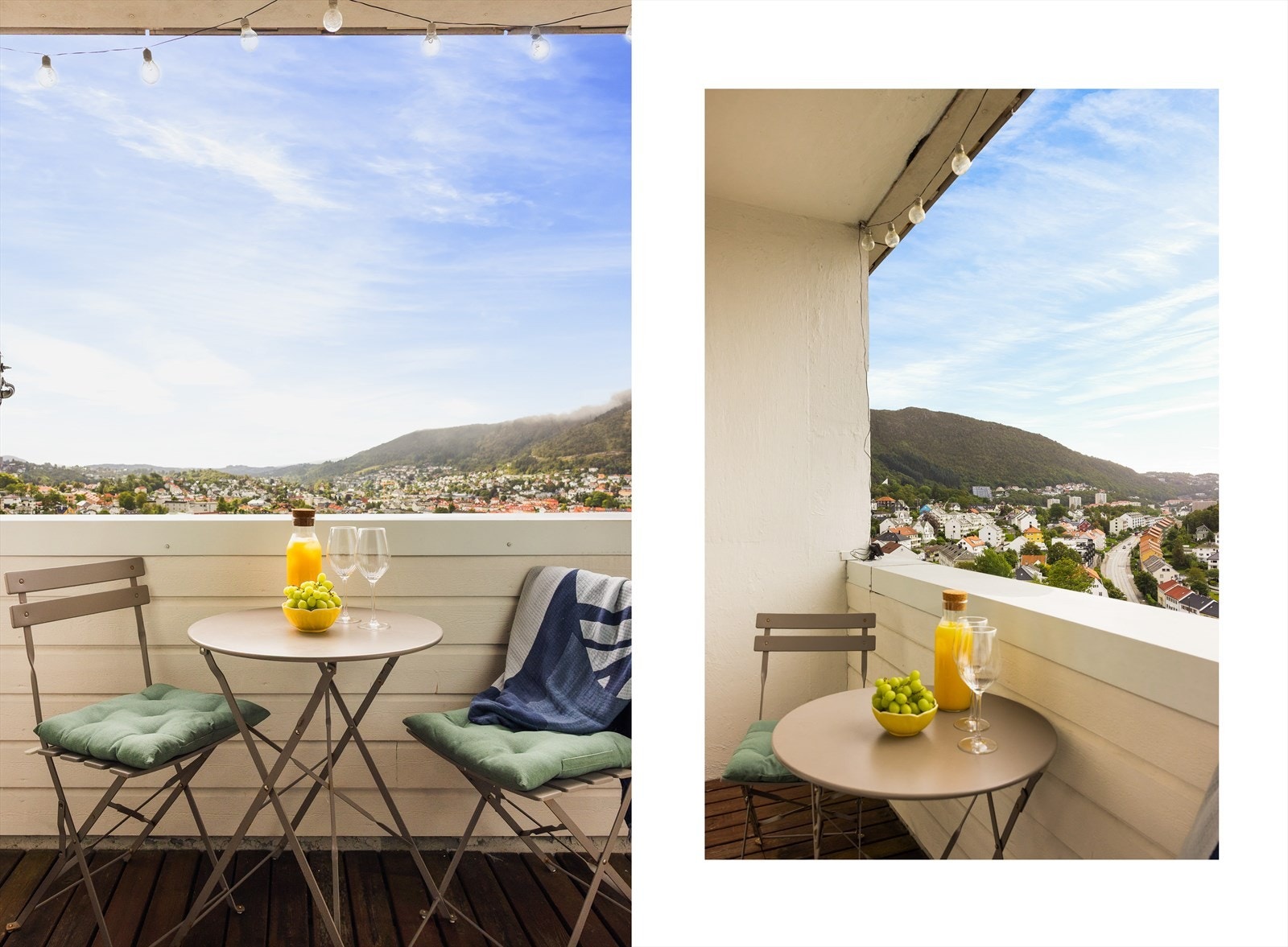 Misunnelsesverdig panoramautsikt fra privat, sørvestvendt altan (3,4 m²). Galleribilde
