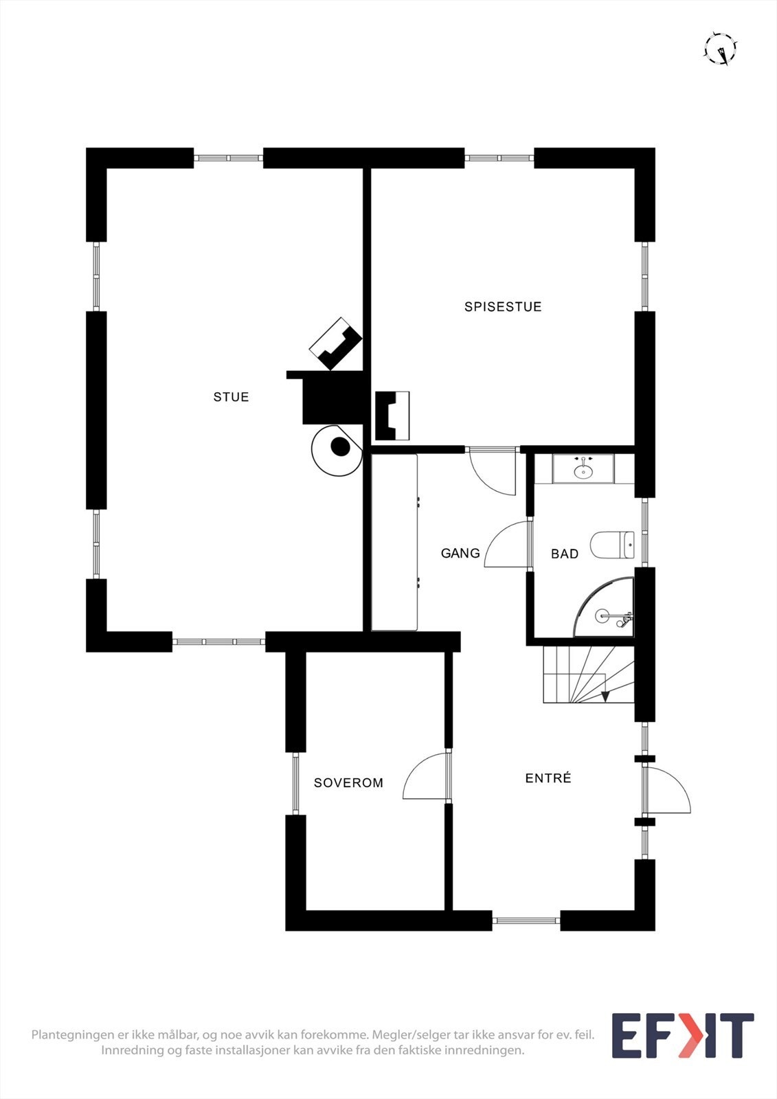 Plantegning 1. etg. våningshus Galleribilde
