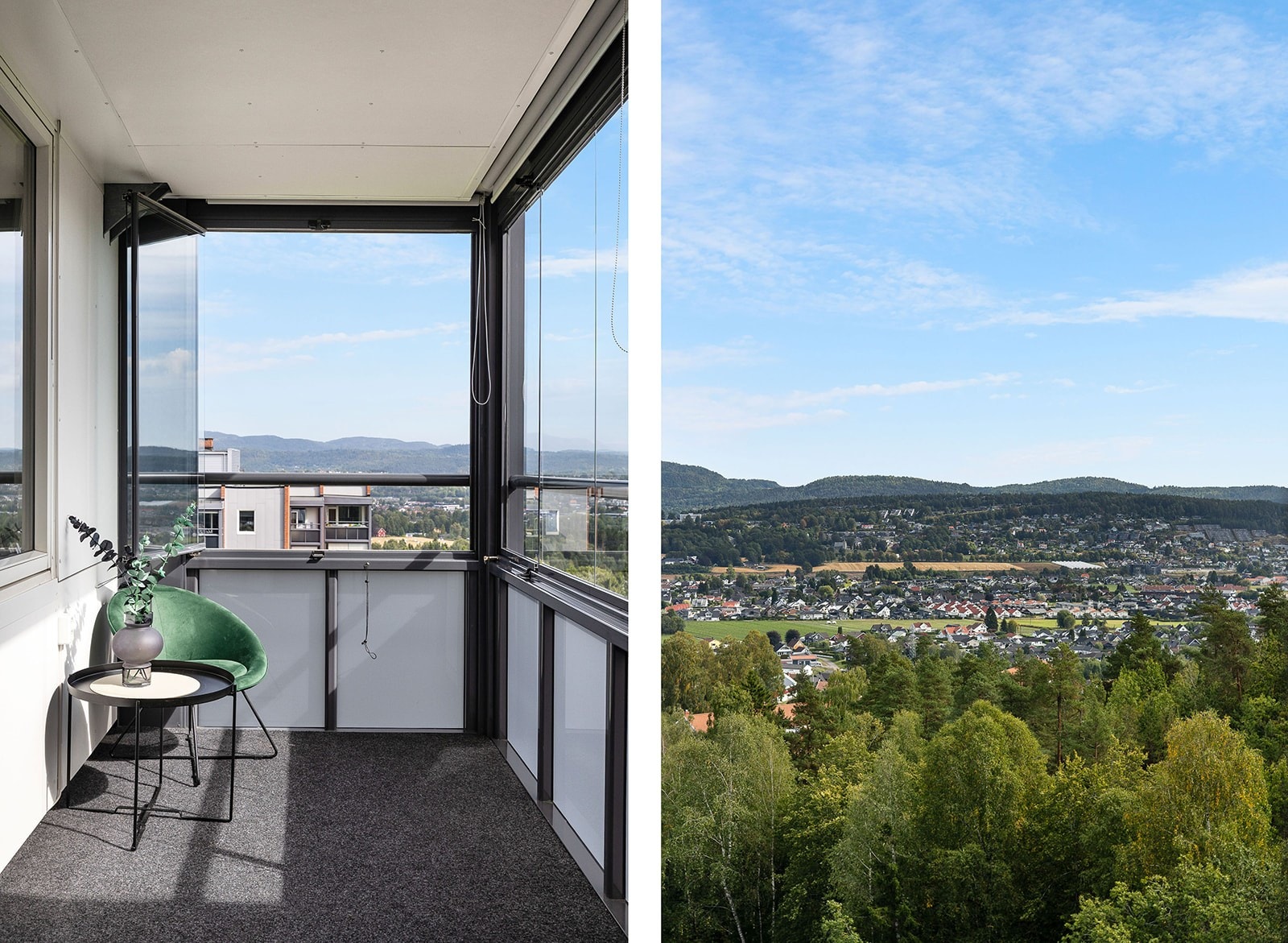 Fra kjøkkenet har man utgang til den andre balkongen. Også her har man nydelig utsikt! Galleribilde