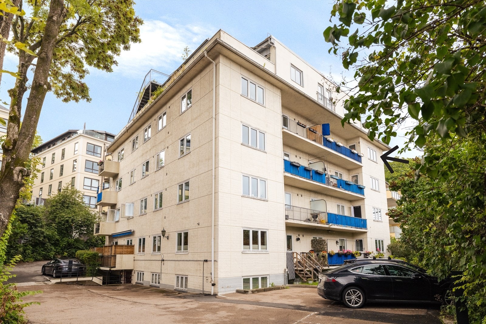 Leiligheten ligger fint til i byggets 4 etasje. Galleribilde