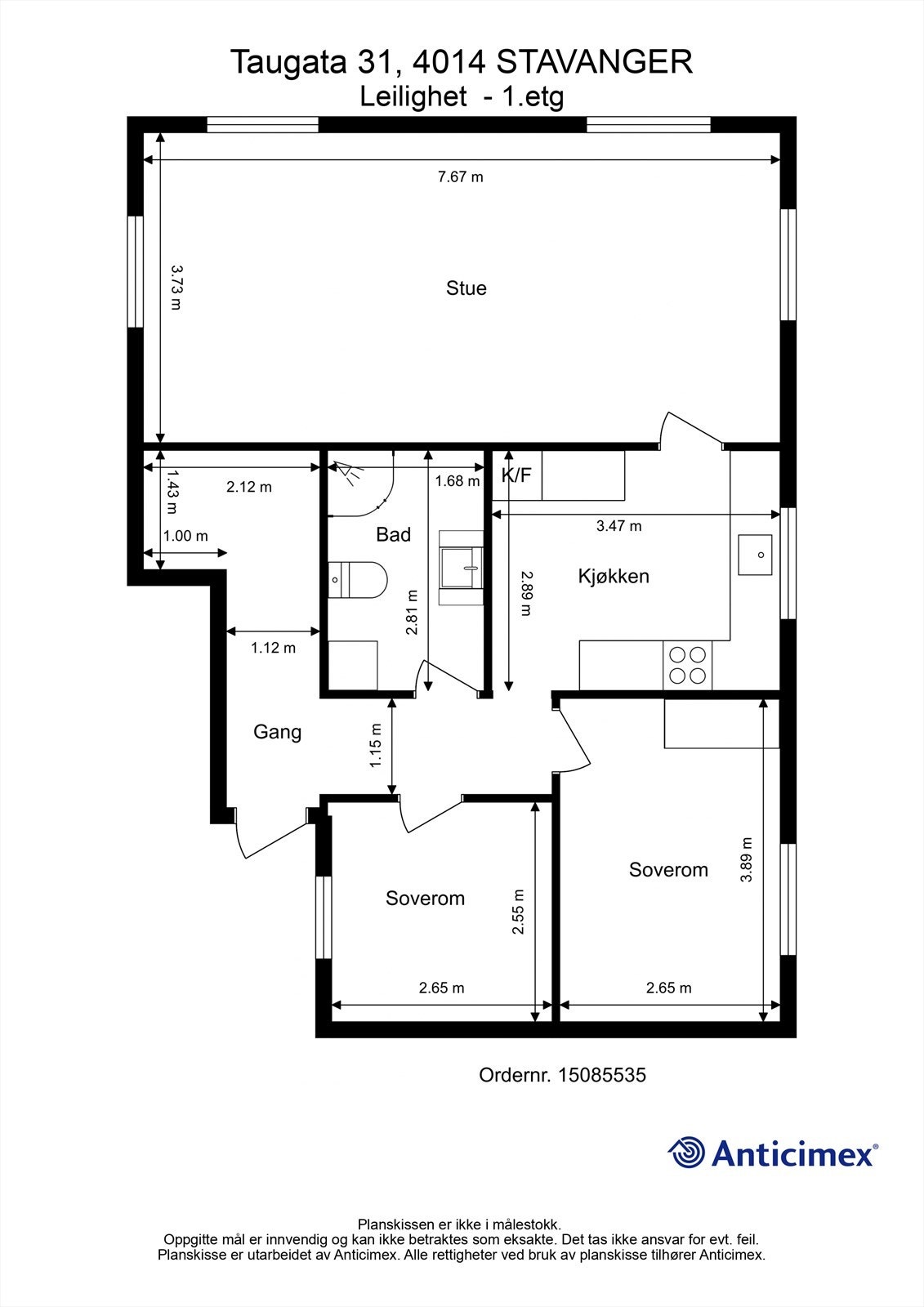 Plantegning 1.etg. Galleribilde