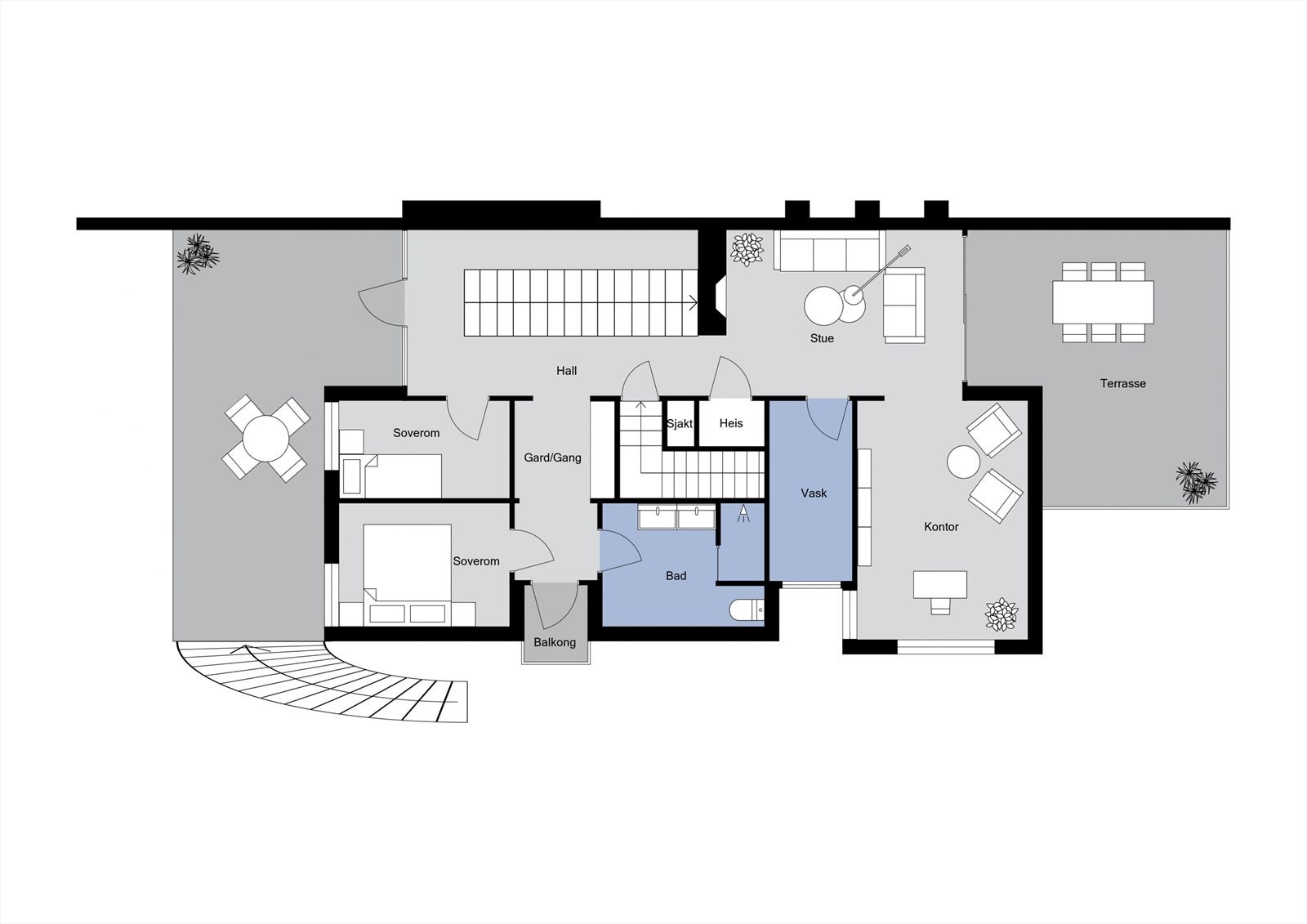 Planløsning 1. etasje Galleribilde