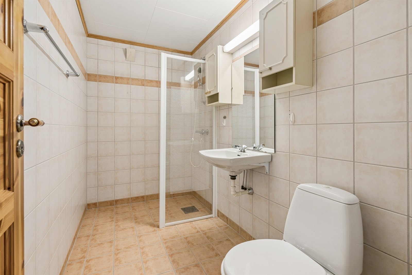 Baderom i underetasje med dusj, servant og wc. Galleribilde