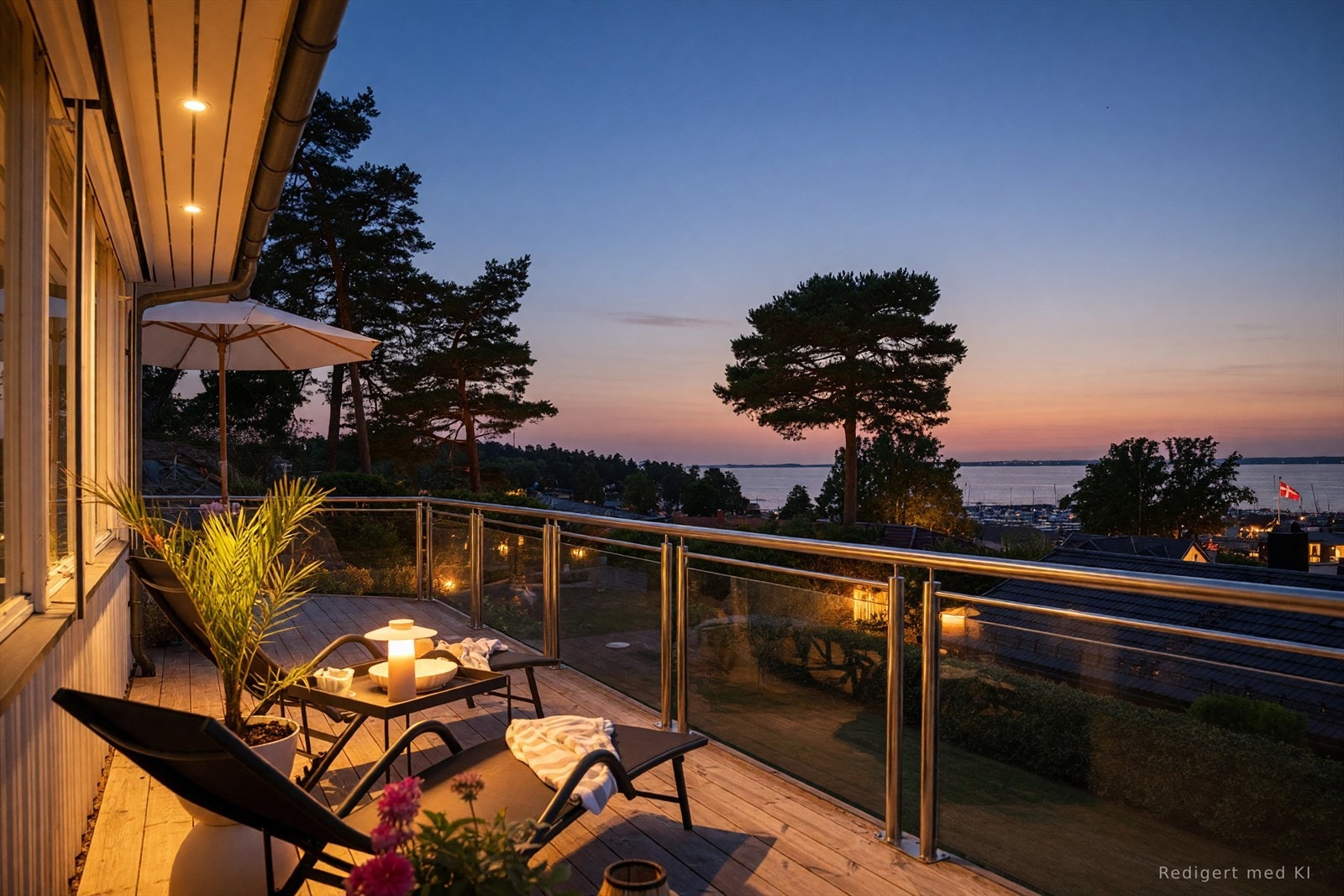 Kveldsstemning med vidstrakt utsikt over Oslofjorden - Bildet er digitalt redigert. Galleribilde