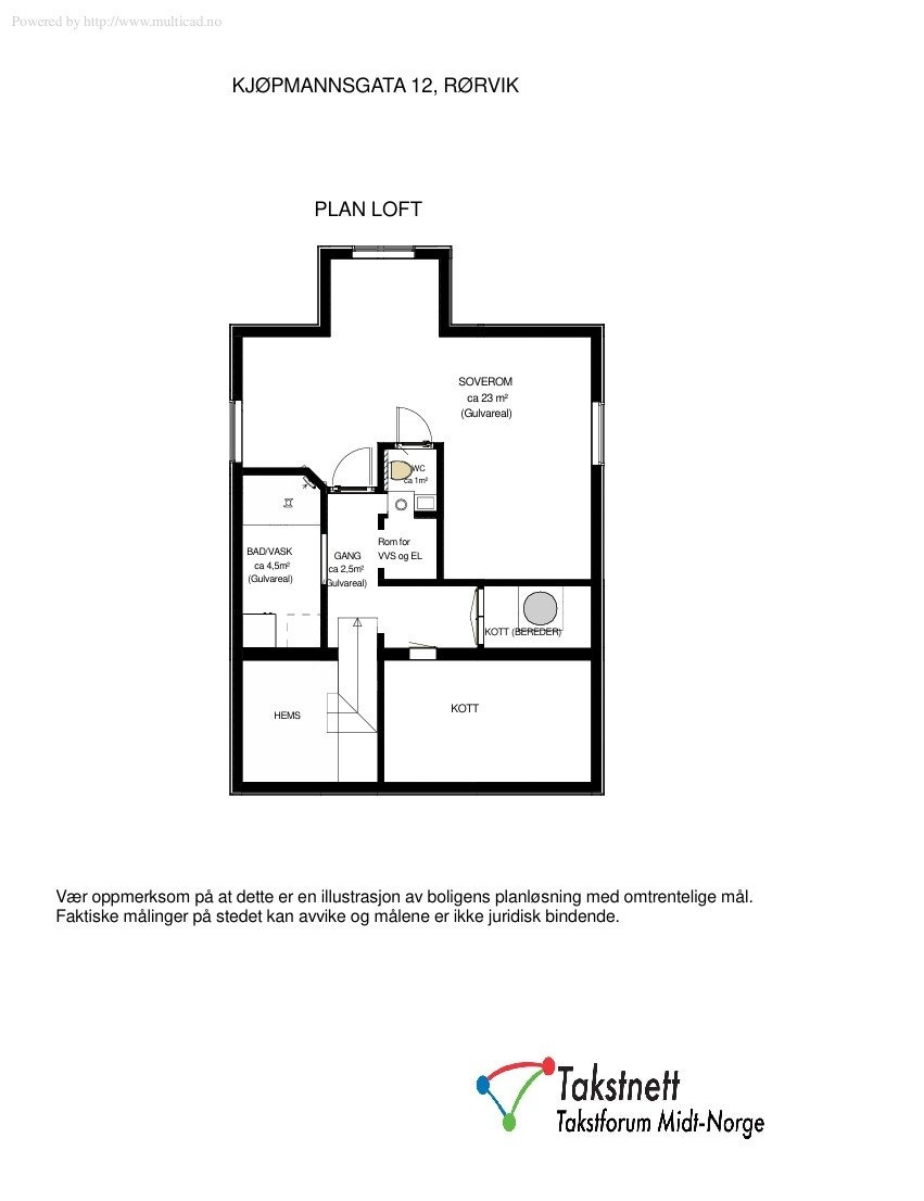 KJØPMANSGATA 12, PLAN LOFT Galleribilde