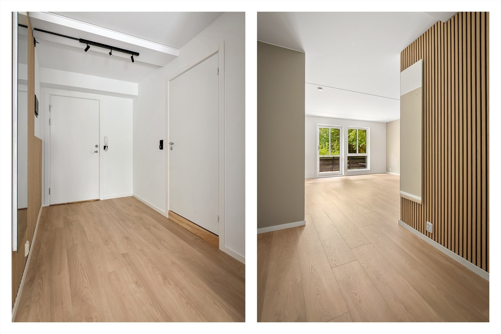 Entre/gang inn til stue med god plass til garderobe til klesavheng Galleribilde