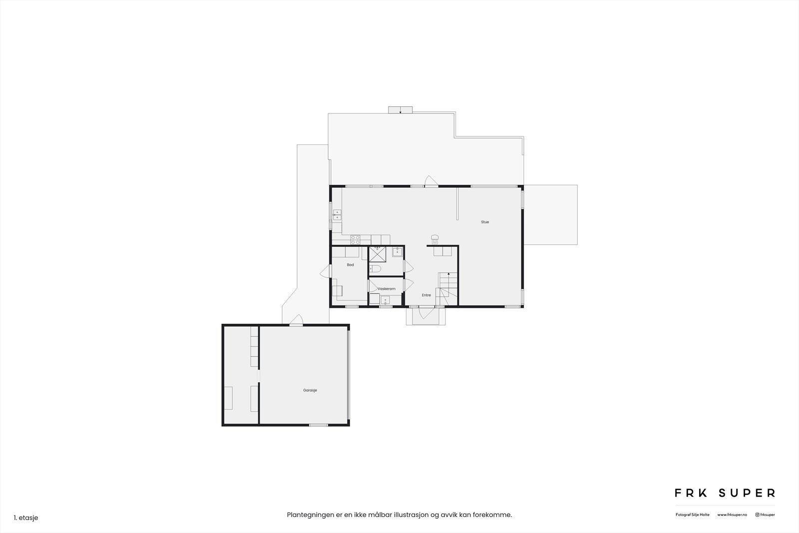 Plantegning hovedetasje. Hovedetasjen er målt til 80 m² BRA-i. Galleribilde