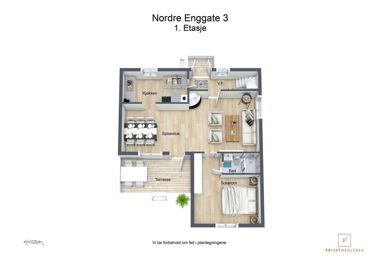 3 D plantegning 1. etasje Galleribilde