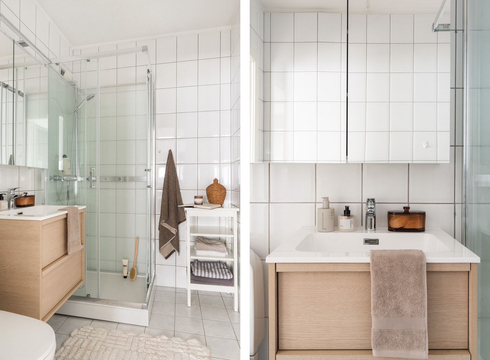 Badet har i 2026 fått nytt dusjkabinett, nytt servantskap og servant, speilskap og belysning. Galleribilde
