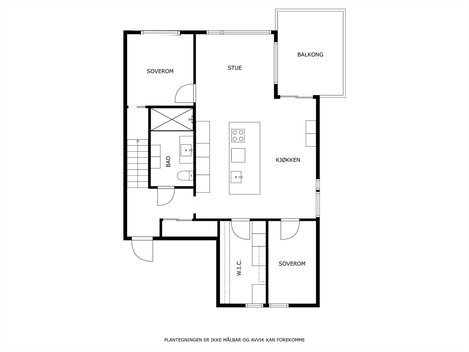 Vi starter med planløsning av leilighetens 1.etasje. (Byggets 2. etasje). Galleribilde