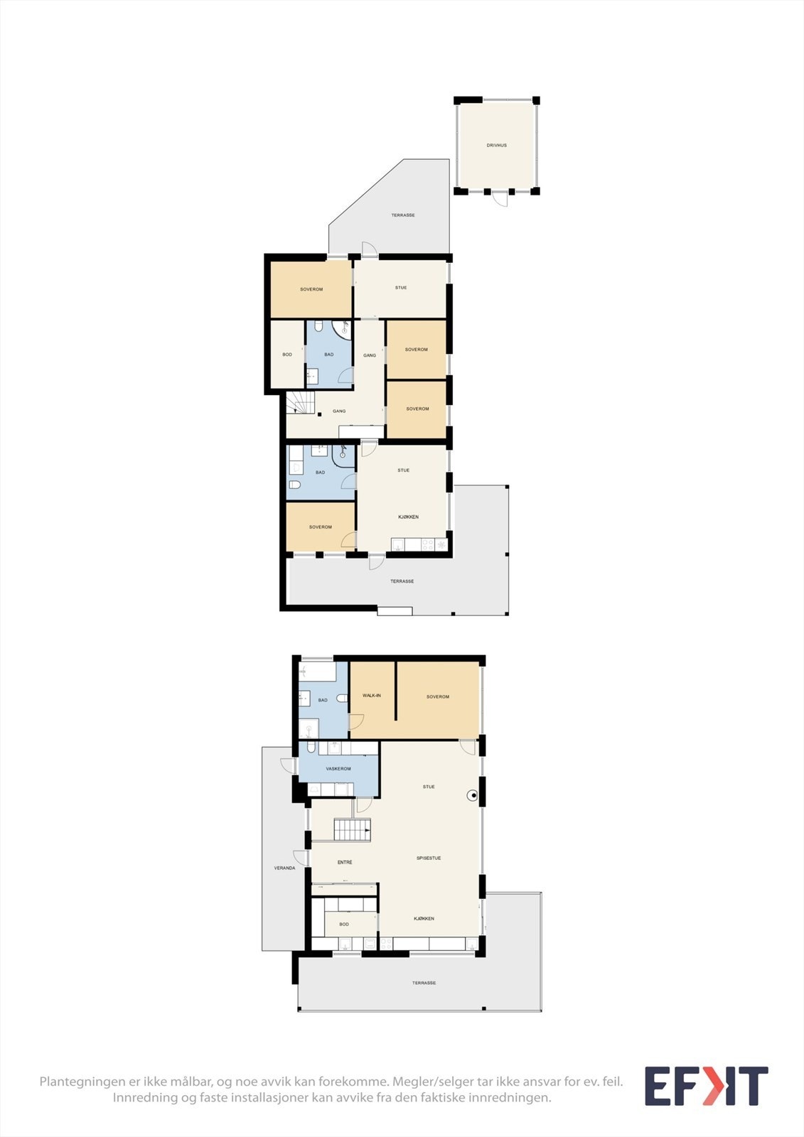 Boligen strekker seg over to plan med et samlet bruksareal (BRA-I) på 195 m² Galleribilde