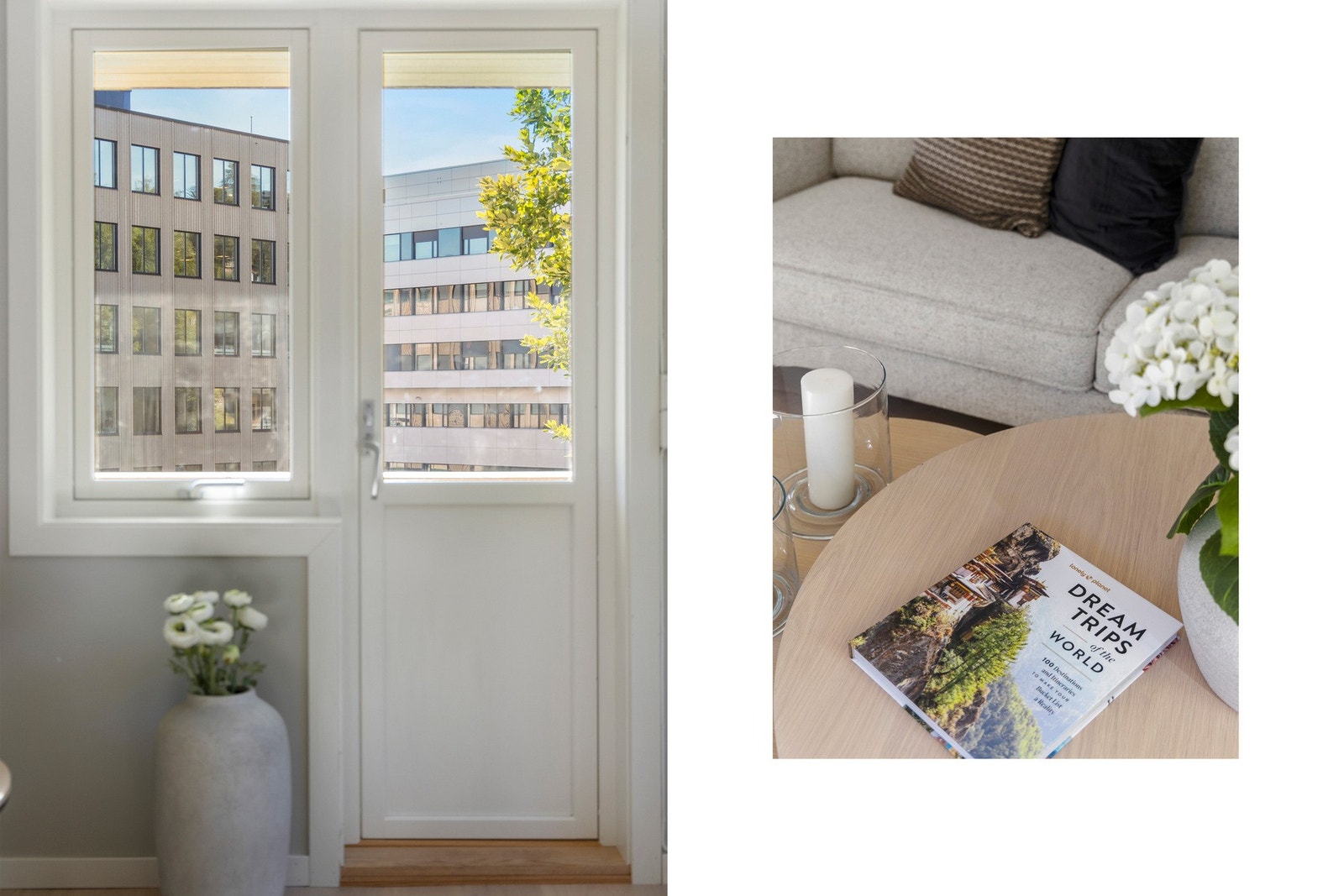 Detaljbilde stue. Utgang til sydvestvendt balkong på 10 m² Galleribilde