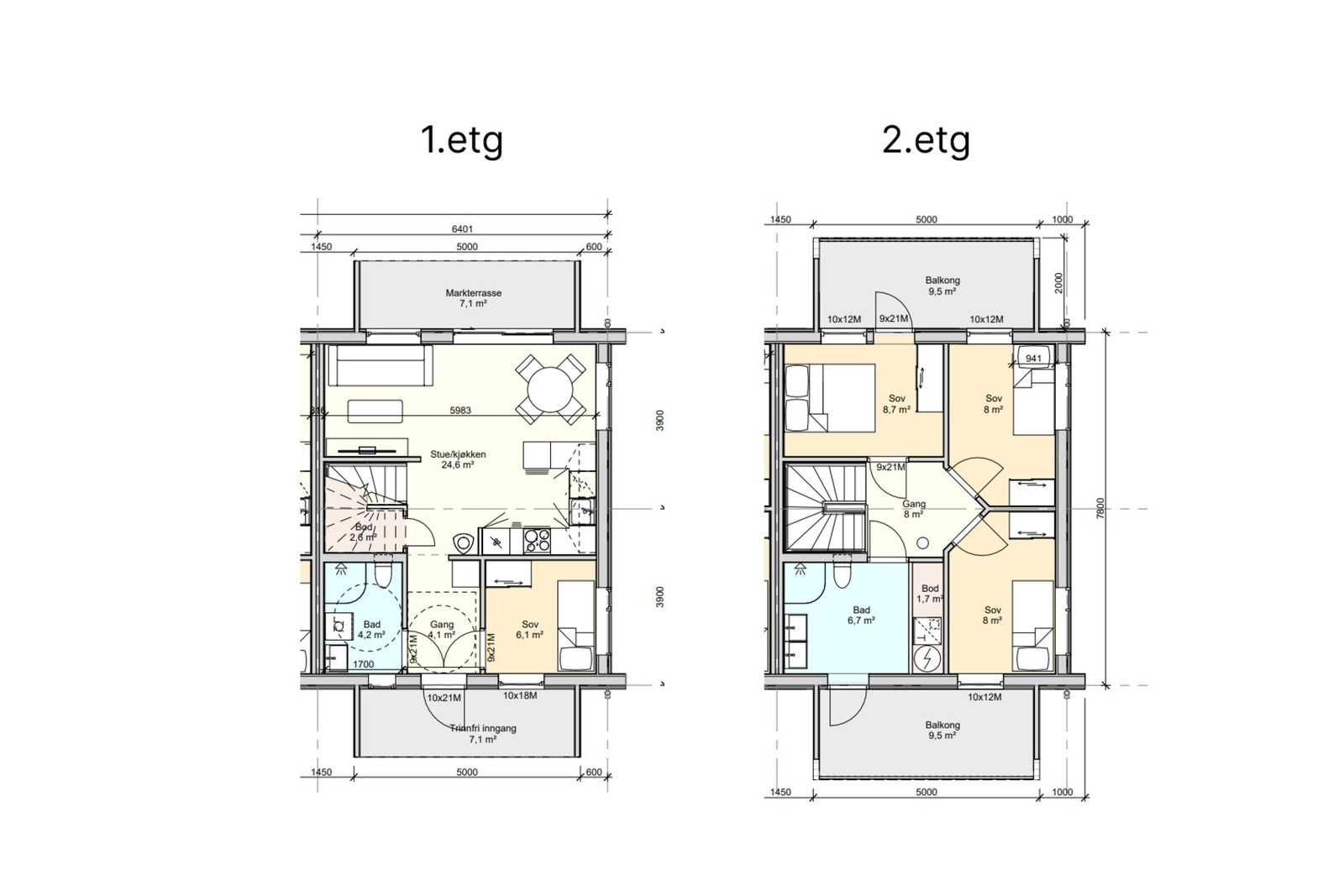 Bygningstegninger 1. og 2. etg Galleribilde