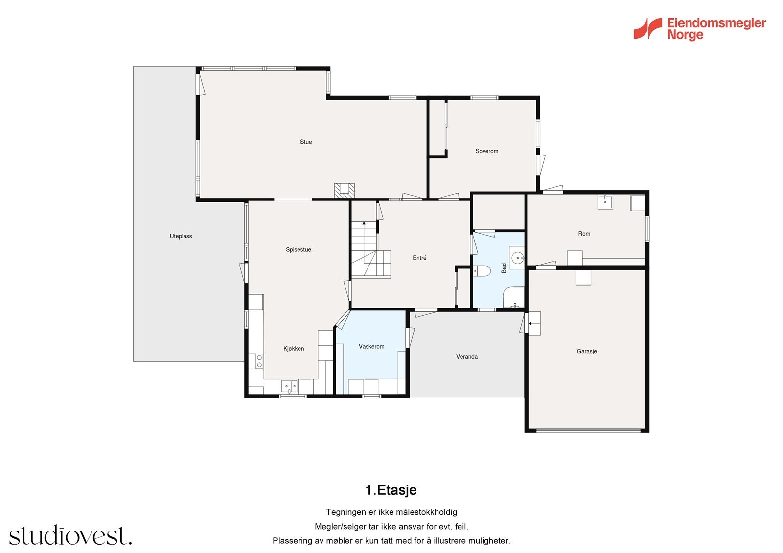 Plantegning 1. etasje Galleribilde